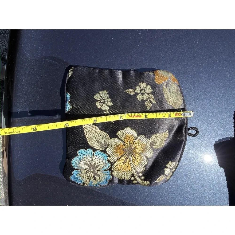 Honora Collection Floral Silk Jewelry Travel Pouch Zip & Drawstring